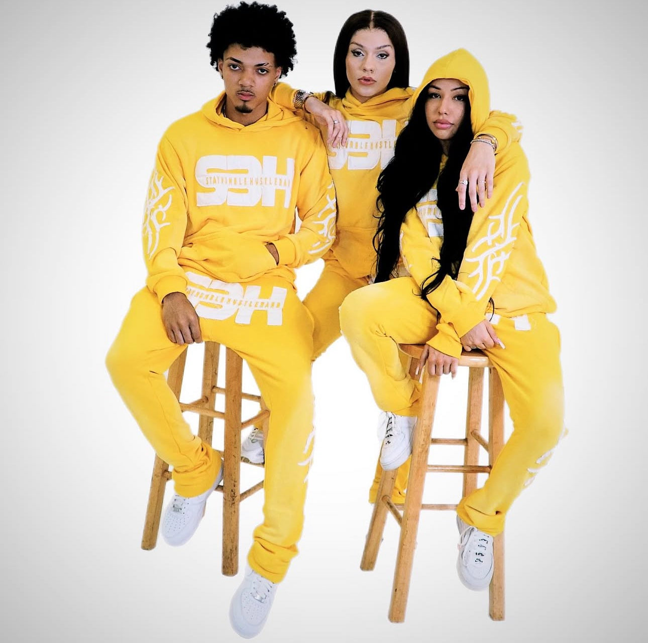 S3H TRIBE ACID WASHED SWEATSUIT - YELLOW