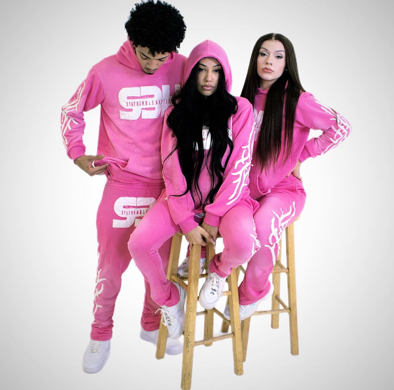 S3H TRIBE ACID WASHED SWEATSUIT - PINK