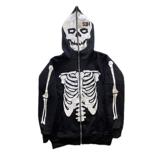 S3H FULL ZIP SKULL HOODIE - BLACK