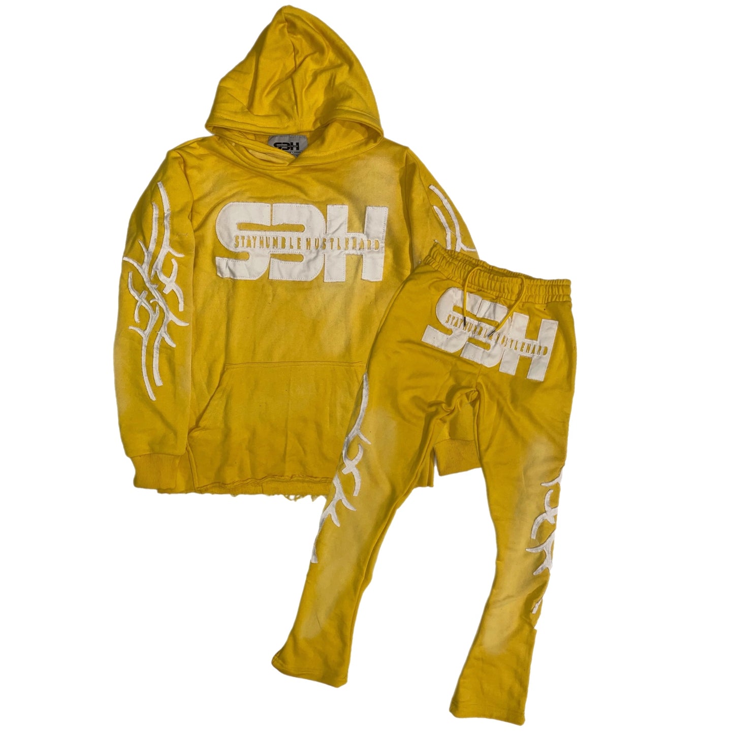 S3H TRIBE ACID WASHED SWEATSUIT - YELLOW