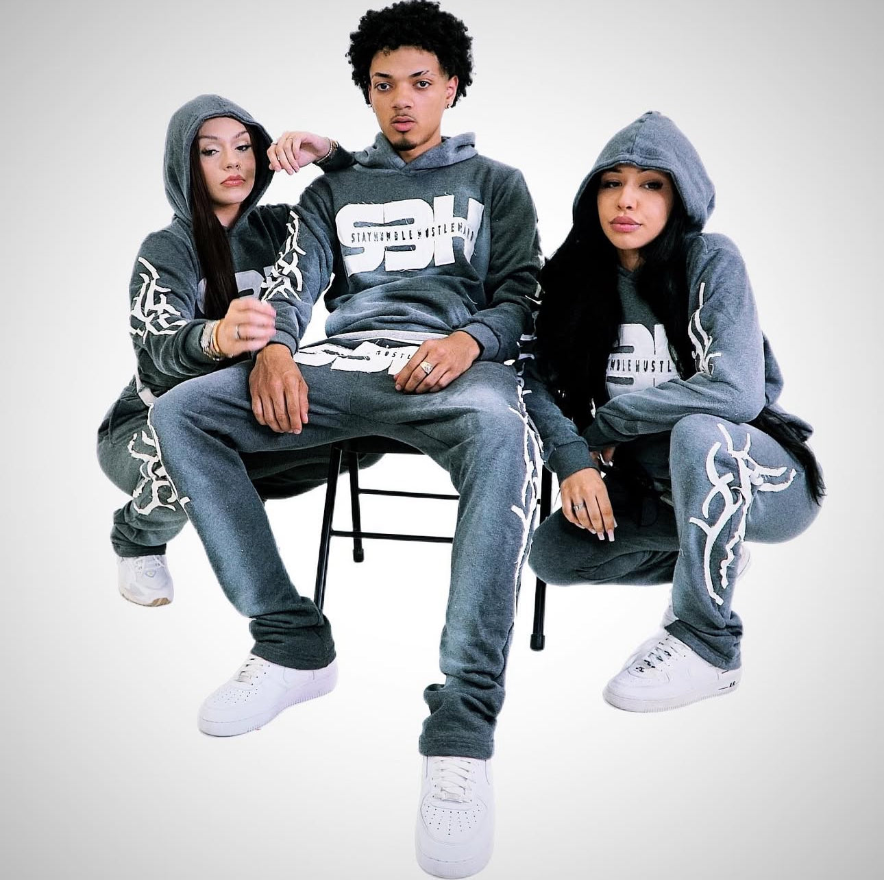 S3H TRIBE ACID WASHED SWEATSUIT - GREY