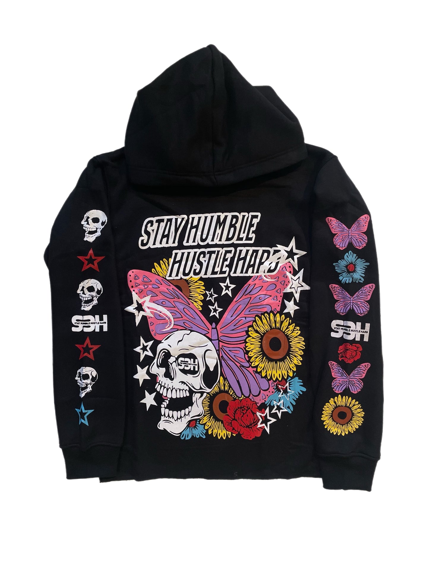 S3H SKULL BUTTERFLY CROPPED HOODIE