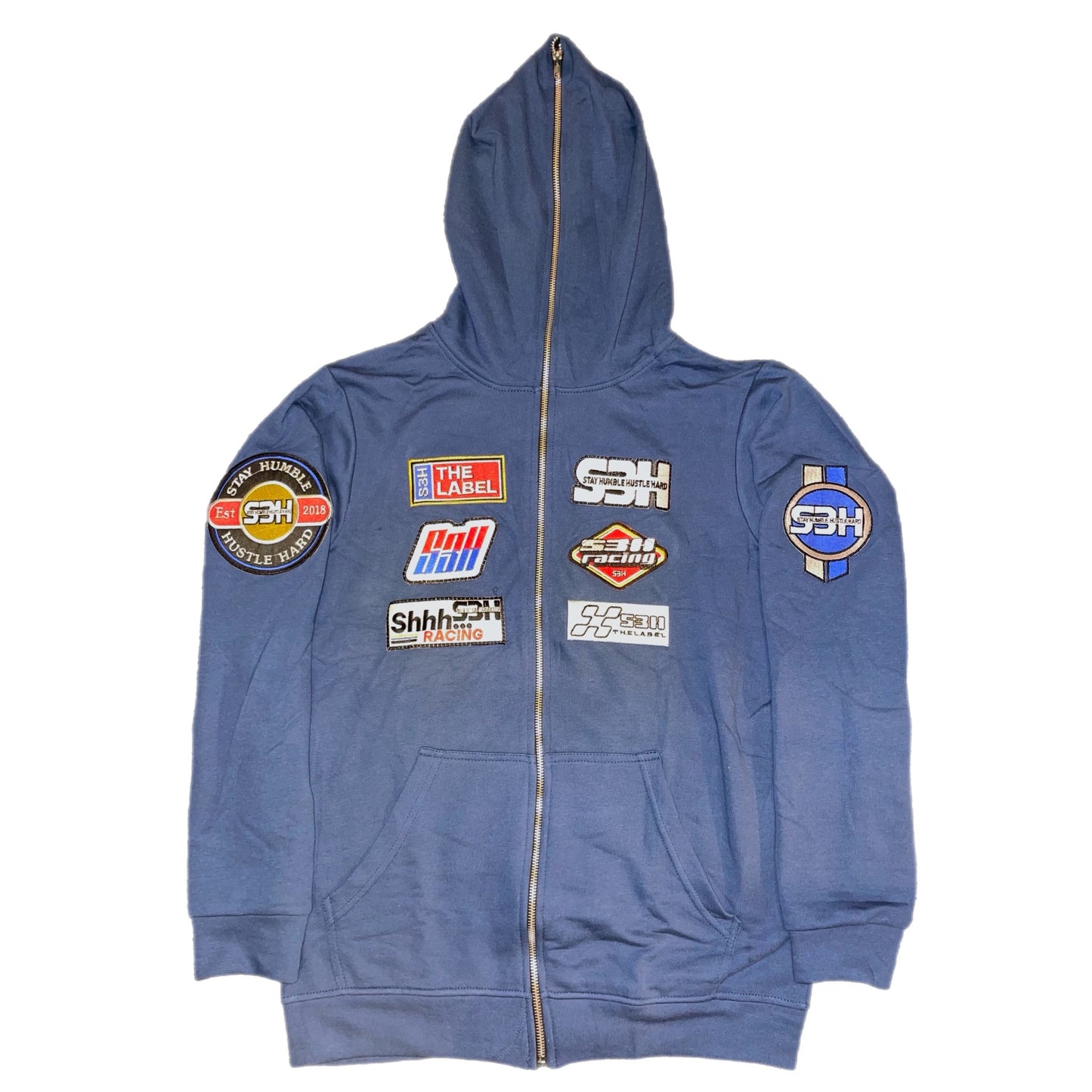 S3H RACING FULL ZIP UP HOODIE - DENIM BLUE