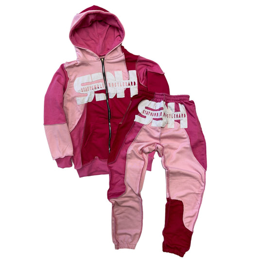 S3H Color Block- Pink, Red, Hot-pink Sweatsuit