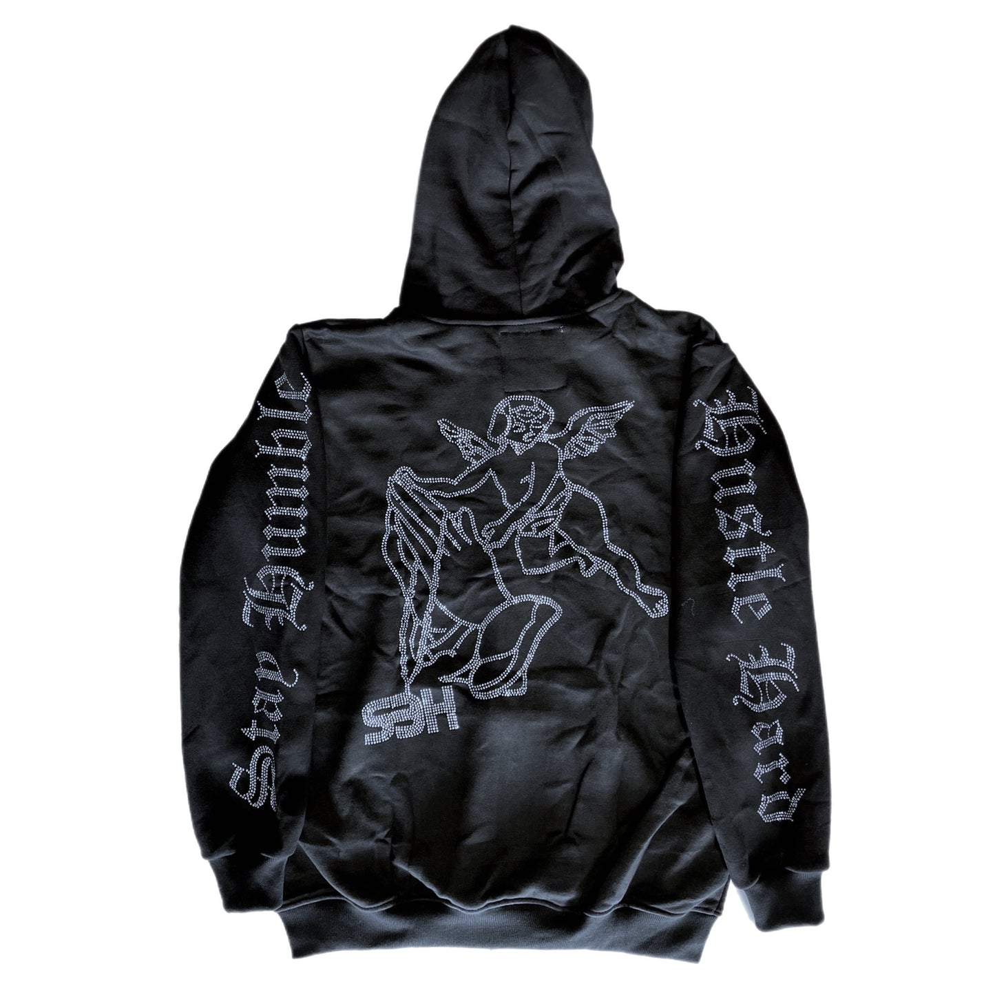 S3H FULL ZIP ANGEL HOODIE - BLACK RHINESTONE